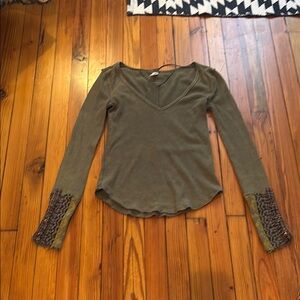 We The Free Olive Green Long Sleeve Women's Top